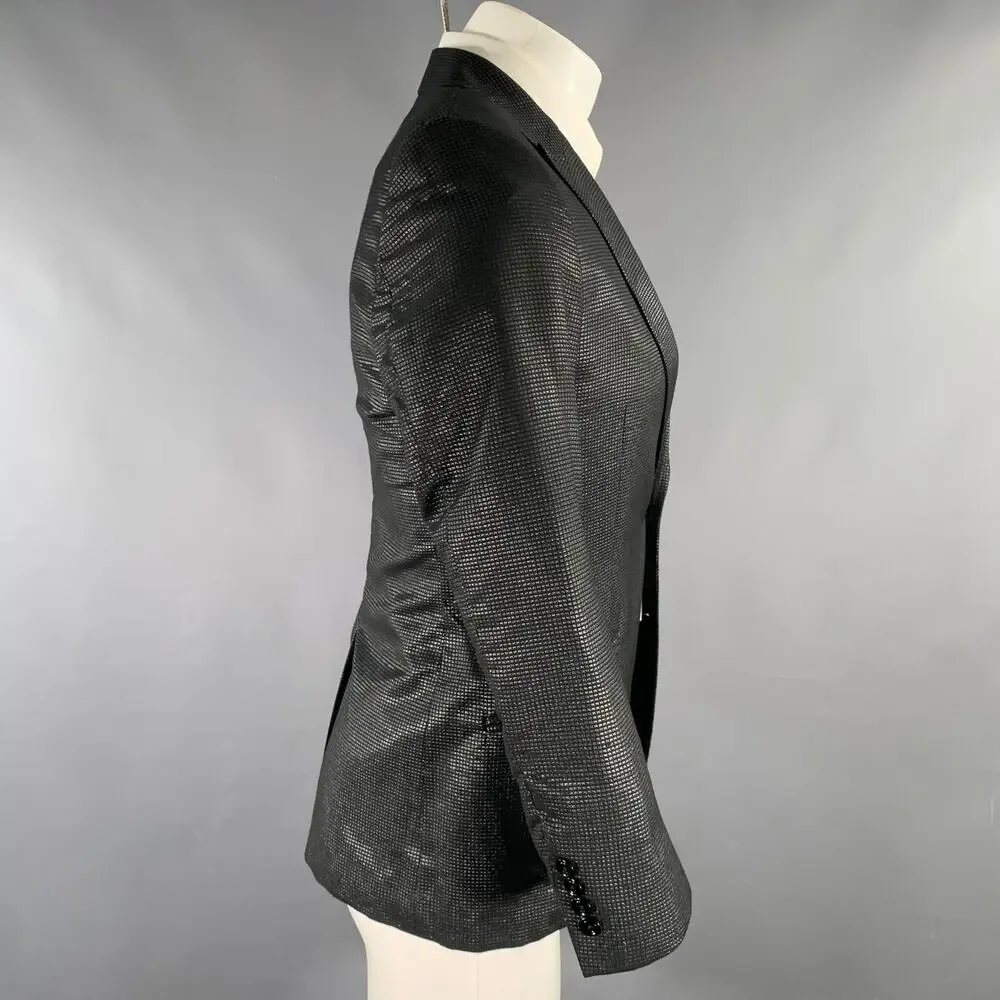 VERSACE COLLECTION Size 36 Black Grey Shimmery Viscose Blend Sport Coat